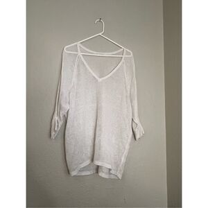 Eileen fisher linen fishnet sweater S professional business